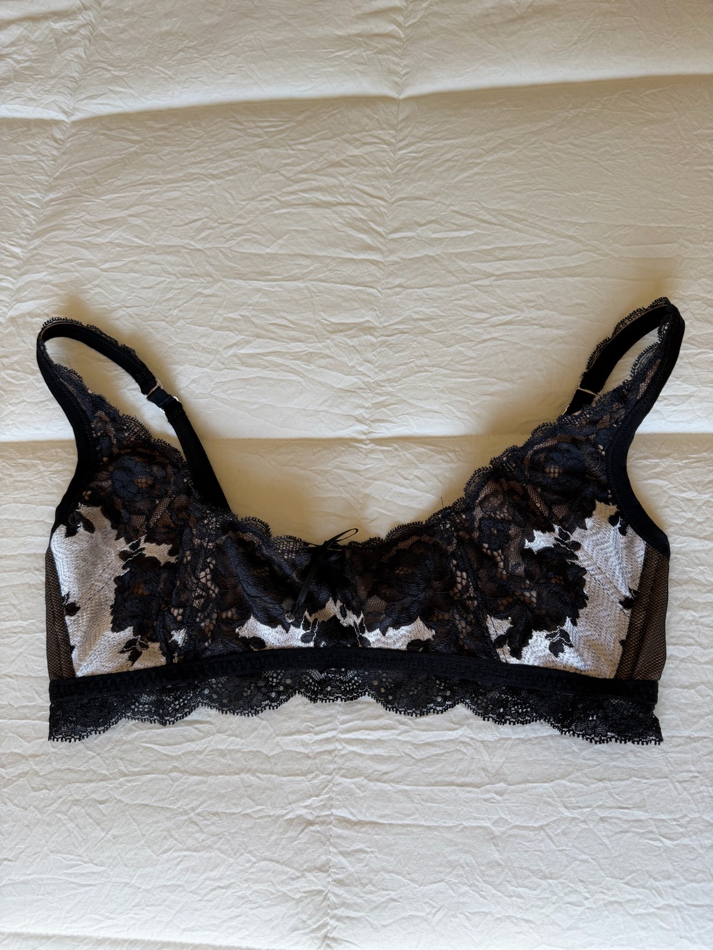 Victoria's Secret Black Lace Bralette with Ivory Lining